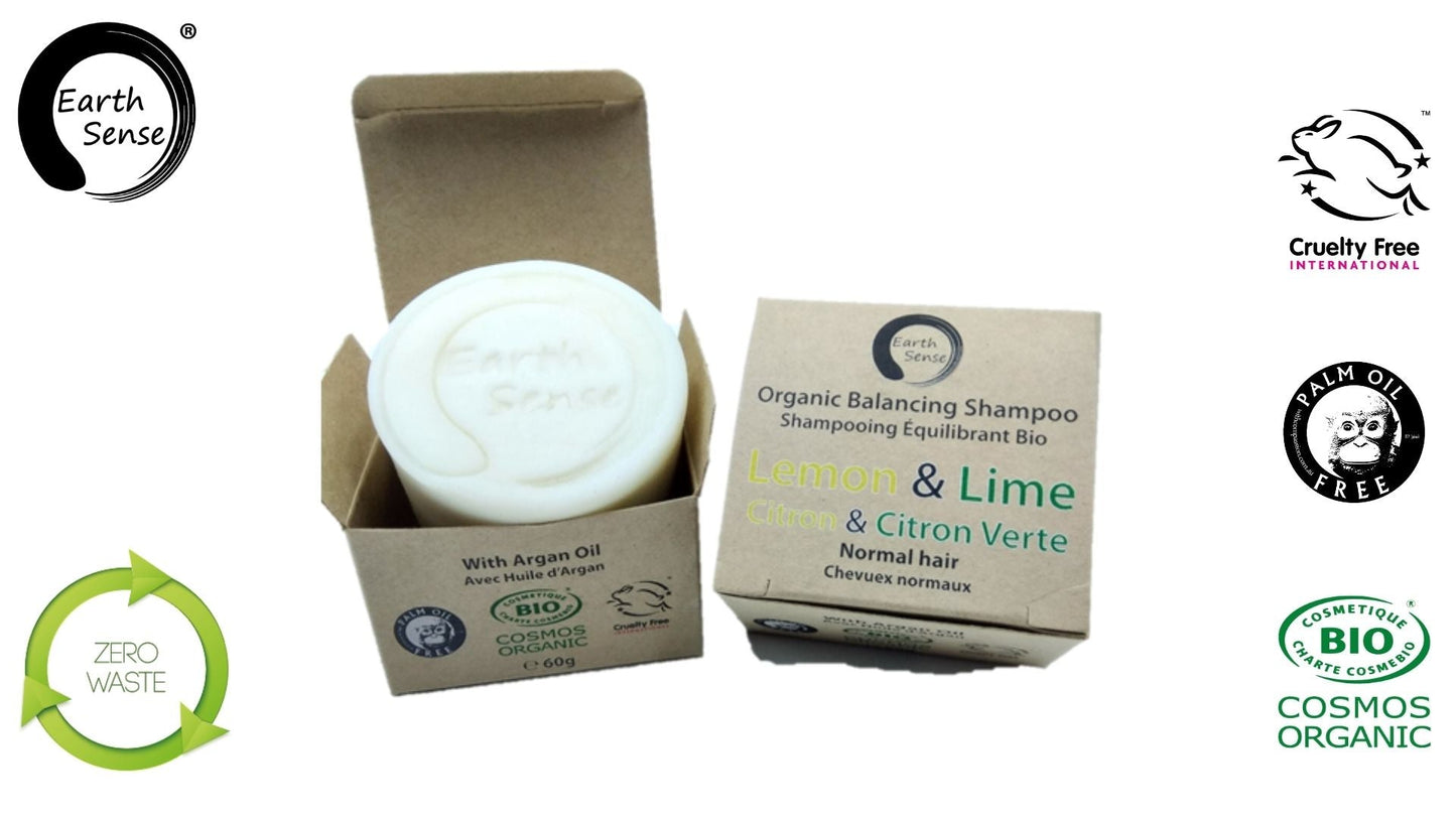 Organic Certified Balancing Solid Shampoo - Lemon & Lime - Normal & all Hair Types 60g-1